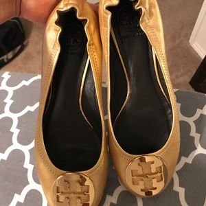 Tory Burch Gold Minnie Flats